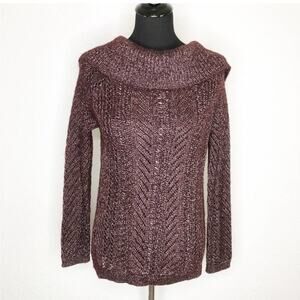 WHBM burgundy maroon metallic black bow back sweater size Extra Small XS
